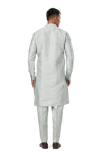 Load image into Gallery viewer, Ajay Arvindbhai Khatri Men Stylist Semi Raw Silk Kurta Pajama With Collar Thread Work