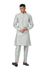 Load image into Gallery viewer, Ajay Arvindbhai Khatri Men Stylist Semi Raw Silk Kurta Pajama With Collar Thread Work