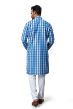 Load image into Gallery viewer, mens lucknowi blue colour printed kurta