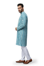 Load image into Gallery viewer, mens lucknowi green colour printed kurta