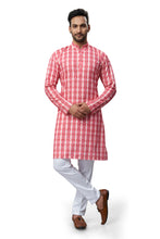 Load image into Gallery viewer, mens lucknowi red colour printed kurta