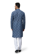Load image into Gallery viewer, mens lucknowi blue color kurta