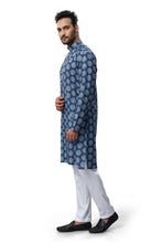 Load image into Gallery viewer, mens lucknowi blue color kurta