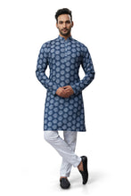 Load image into Gallery viewer, mens lucknowi blue color kurta