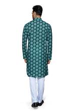 Load image into Gallery viewer, mens lucknowi green colour printed kurta