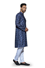 Load image into Gallery viewer, mens cotton printed blue colour kurta