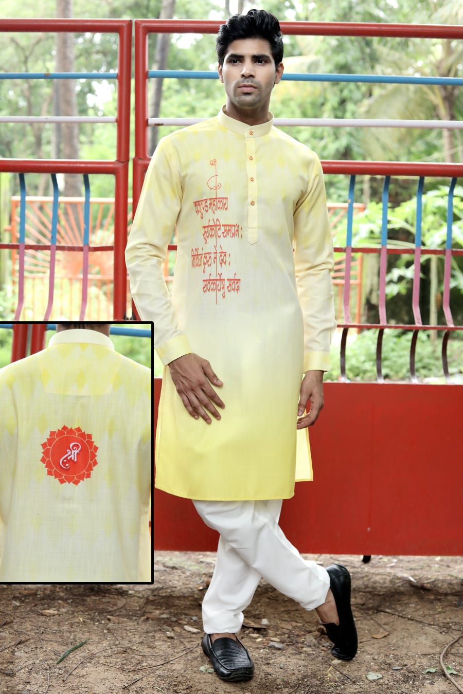 mens festive printed kurta ganpati special kurta