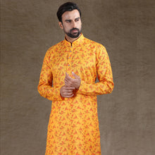 Load image into Gallery viewer, mens mango yellow colour printed kurta