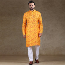 Load image into Gallery viewer, mens mango yellow colour printed kurta