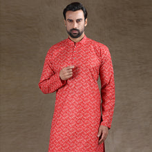 Load image into Gallery viewer, mens printed red colour kurta
