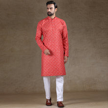 Load image into Gallery viewer, mens printed red colour kurta
