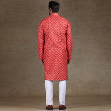 Load image into Gallery viewer, mens printed red colour kurta