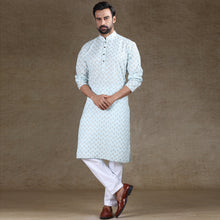 Load image into Gallery viewer, mens green colour cotton printed kurta