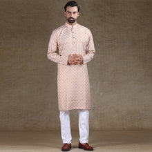 Load image into Gallery viewer, mens peach colour cotton printed kurta