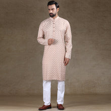 Load image into Gallery viewer, mens peach colour cotton printed kurta