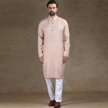 Load image into Gallery viewer, mens peach colour cotton printed kurta