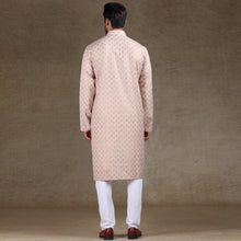Load image into Gallery viewer, mens peach colour cotton printed kurta