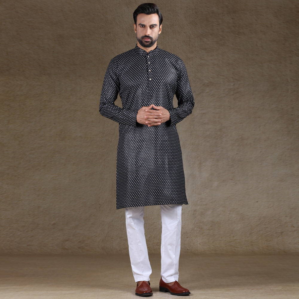 Shining black kurta 2025 pajama