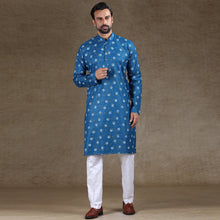 Load image into Gallery viewer, mens blue colour printed kurta