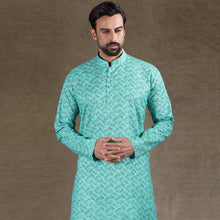 Load image into Gallery viewer, mens light green colour printed kurta