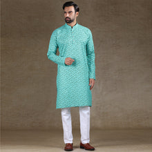 Load image into Gallery viewer, mens light green colour printed kurta