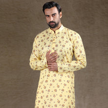 Load image into Gallery viewer, mens lemon yellow colour printed kurta