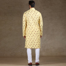 Load image into Gallery viewer, mens lemon yellow colour printed kurta