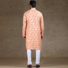 Load image into Gallery viewer, mens peach and rust colour printed kurta