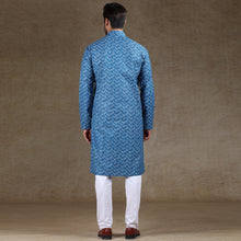 Load image into Gallery viewer, mens blue colour printed kurta