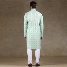 Load image into Gallery viewer, mens pista green colour printed kurta