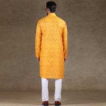 Load image into Gallery viewer, mens cotton printed yellow colour kurta