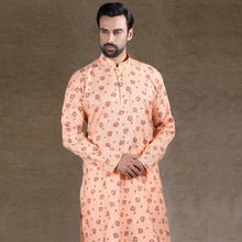 Load image into Gallery viewer, mens peach and rust colour printed kurta