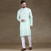 Load image into Gallery viewer, mens mint green colour printed kurta