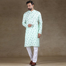 Load image into Gallery viewer, mens mint green colour printed kurta