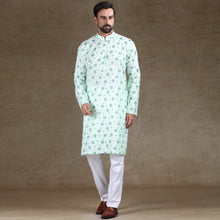 Load image into Gallery viewer, mens mint green colour printed kurta