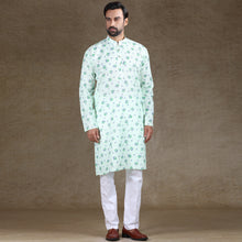 Load image into Gallery viewer, mens mint green colour printed kurta