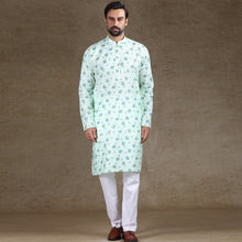 Load image into Gallery viewer, mens mint green colour printed kurta