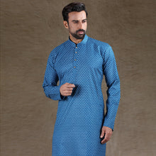 Load image into Gallery viewer, mens printed blue colour kurta