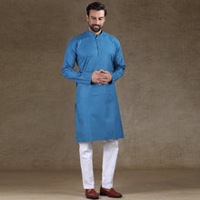 Load image into Gallery viewer, mens printed blue colour kurta