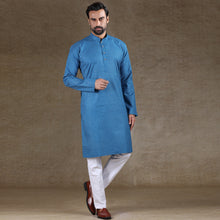 Load image into Gallery viewer, mens printed blue colour kurta