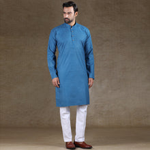 Load image into Gallery viewer, mens printed blue colour kurta