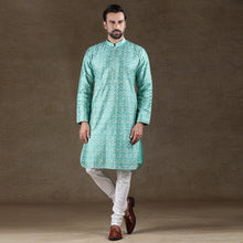 Load image into Gallery viewer, mens firoji colour printed kurta