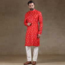 Load image into Gallery viewer, mens printed red colour kurta