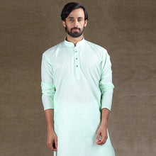 Load image into Gallery viewer, mens cotton printed light green colour kurta