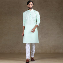 Load image into Gallery viewer, mens cotton printed light green colour kurta