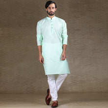 Load image into Gallery viewer, mens cotton printed light green colour kurta