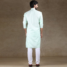 Load image into Gallery viewer, mens cotton printed light green colour kurta