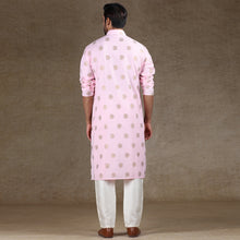 Load image into Gallery viewer, Ajay Arvindbhai Khatri Men&#39;s Cotton Flower Printed Stylish kurta Golden Pink Colour
