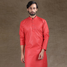 Load image into Gallery viewer, mens printed red colour kurta