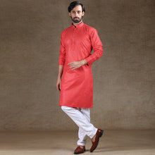 Load image into Gallery viewer, mens printed red colour kurta
